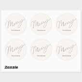Minimalistisch Script Merry Cream White Vakantie Ronde Sticker (Vel)
