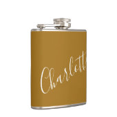 Minimalistisch script met persoonlijke naam Ochre  Heupfles (Rechts)