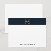 Minimalistisch script Metallic Navy Blue Gouden Mo Notitiekaartje (Voorkant / Achterkant)
