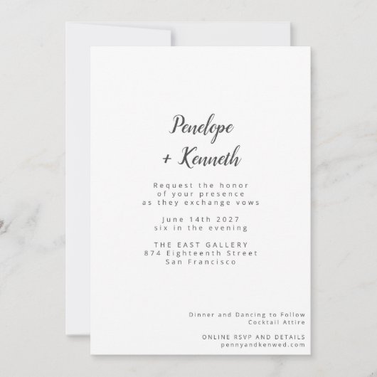 Minimalistisch script Modern Photo Weddenschap Whi Kaart (Voorkant)