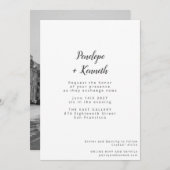 Minimalistisch script Modern Photo Weddenschap Whi Kaart (Voorkant / Achterkant)