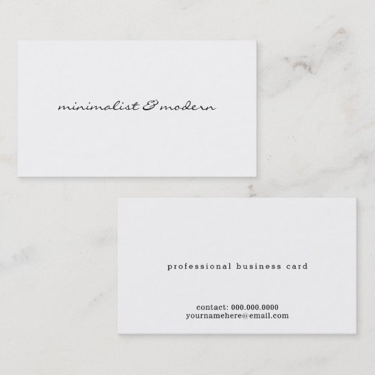minimalistisch script modern professioneel wit visitekaartje (Voorkant / Achterkant)