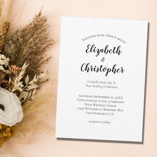 Minimalistisch script Modern Simple Trendy Wedding Kaart