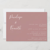 Minimalistisch script Modern Wedding Boho Dusty Ro Kaart (Voorkant)