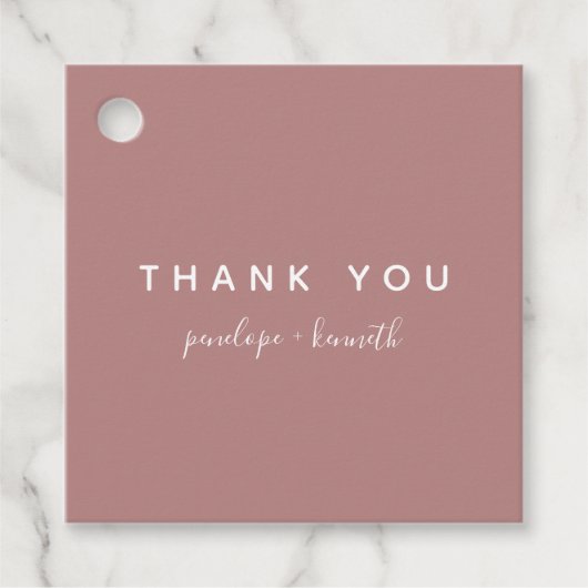 Minimalistisch script Modern Wedding | ROOS Bedankjes Labels (Voorkant)