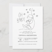 Minimalistisch script modern zwart Baby shower Kaart (Voorkant)