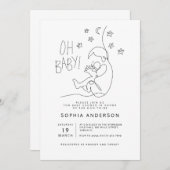 Minimalistisch script modern zwart Baby shower Kaart (Voorkant / Achterkant)