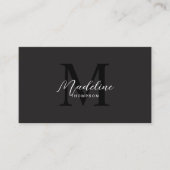 Minimalistisch Script Modern Zwart Monogram Visitekaartje (Voorkant)