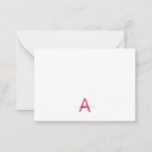 Minimalistisch Script Monogram naam Hot Pink Notitiekaartje (Voorkant)