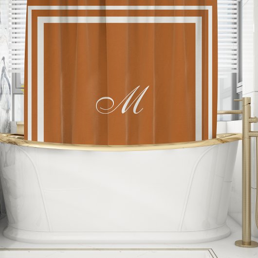 Minimalistisch script monogram | Verbrande Oranje  Douchegordijn