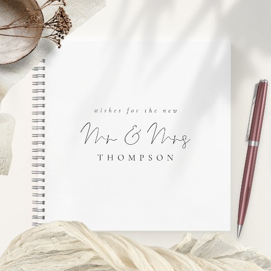 Minimalistisch script Mr. Mrs Wedding Gastenboek Notitieboek