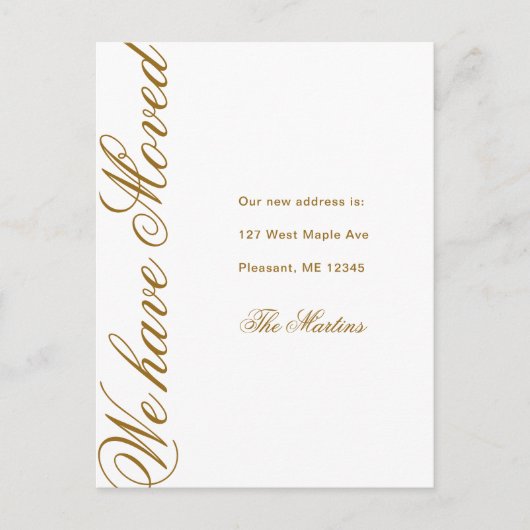 Minimalistisch script Nieuwe aankondiging van adre Briefkaart (Voorkant)