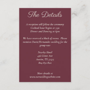 Minimalistisch Script Paarse Plum Details Kaart