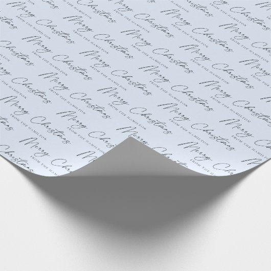 Minimalistisch Script Pastel Blauw Vrolijk Kerstfe Cadeaupapier (Hoek)