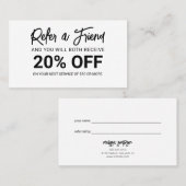 Minimalistisch script penseel wit aanbevelingskaartje (Voorkant / Achterkant)