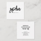 Minimalistisch script penseel wit vierkante visitekaartje (Voorkant / Achterkant)