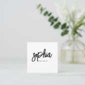Minimalistisch script penseel wit vierkante visitekaartje (Staand voorkant)