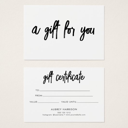 Minimalistisch script penseel wit visitekaartje (Voorkant /achterkant)