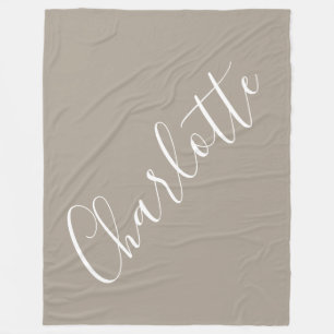Minimalistisch script persoonlijke naam Taupe Brow Fleece Deken