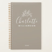 Minimalistisch script persoonlijke naam Taupe Brow Planner (Voorkant)