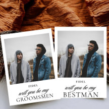 Minimalistisch Script Photo Groomsmen voorstel
