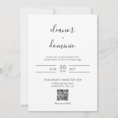 Minimalistisch script QR Code RSVP Weddenschap Kaart (Achterkant)