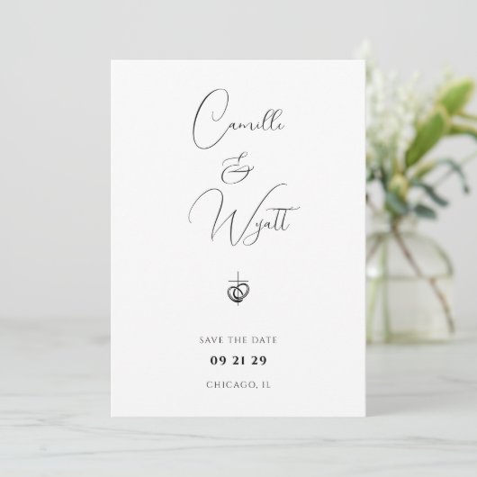 Minimalistisch Script Religious Cross Rings QR-cod Kaart (Staand voorkant)