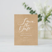 Minimalistisch script rustieke kraft save the date aankondigingskaart (Staand voorkant)