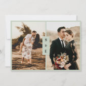 Minimalistisch Script Sage Green Photo Wedding Save The Date (Achterkant)