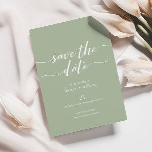 Minimalistisch script Sage Green Sla de datum op Kaart