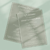 Minimalistisch script Sage Green Wedding Programma
