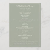 Minimalistisch script Sage Green Wedding Programma (Achterkant)