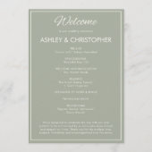 Minimalistisch script Sage Green Wedding Programma (Voorkant)