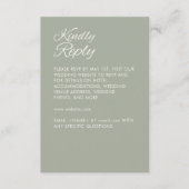 Minimalistisch script Sage Green Wedding RSVP Kaartje (Voorkant)