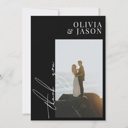 Minimalistisch script Simple Weduwfoto Hartelijk d Kaart (Voorkant)