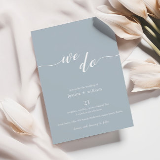Minimalistisch script Stof blauw We Do Trouwkaart Kaart