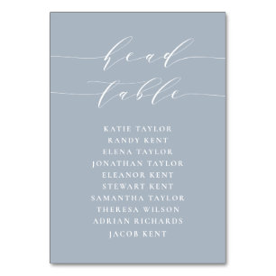 Minimalistisch script stoffig blauwe hoofdtafel br kaart