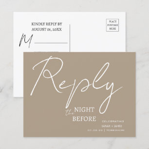 Minimalistisch script Taupe de nacht voor RSVP Uitnodiging Briefkaart