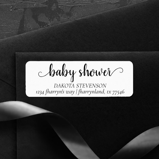 Minimalistisch script | Terugkeeradres Baby shower Etiket