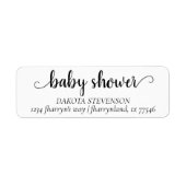 Minimalistisch script | Terugkeeradres Baby shower Etiket (Voorkant)
