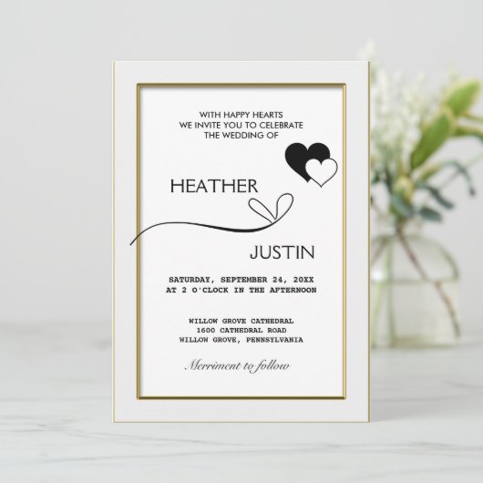 Minimalistisch script Traditionele bruiloft uitnod Kaart (Staand voorkant)