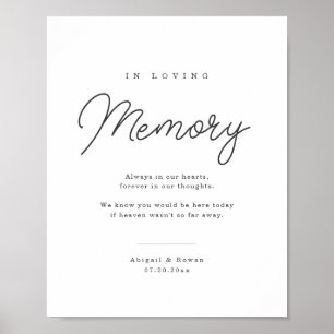 Minimalistisch script trouwherdenkingbord poster