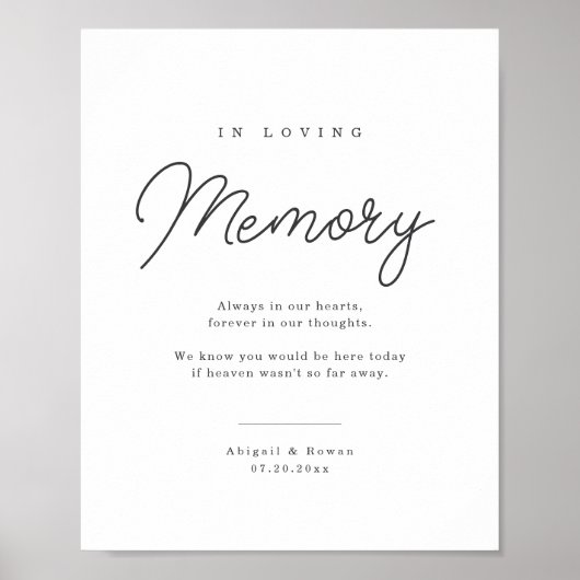 Minimalistisch script trouwherdenkingbord poster (Voorkant)