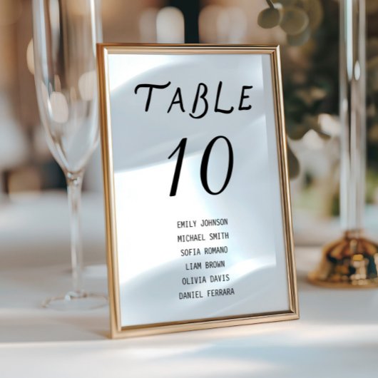 Minimalistisch script trouwtafel nummer kaart