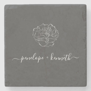 Minimalistisch script ventilator zwart wit, specia stenen onderzetter