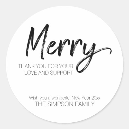 Minimalistisch Script Vrolijk Kerstfeest Elegant Ronde Sticker (Voorkant)