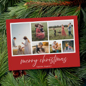 Minimalistisch script Vrolijke kerstfotocollage Feestdagenkaart