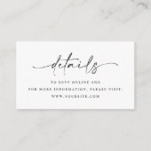 Minimalistisch Script Wedding Details QR-code Informatiekaartje (Voorkant)