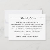 Minimalistisch Script Wedding Merci | Elegante fot Bedankkaart (Voorkant)