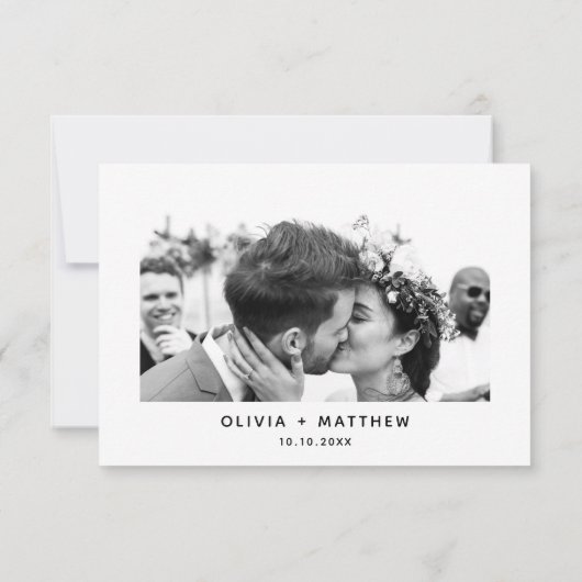 Minimalistisch Script Wedding Merci | Elegante fot Bedankkaart (Achterkant)